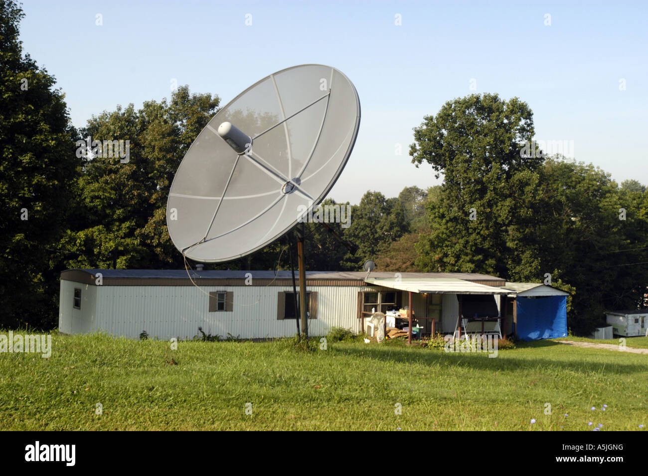 satellite-dish-in-front-of-trailer-A5JGNG.jpg
