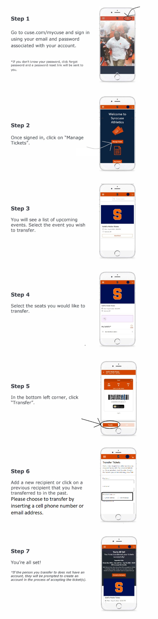 Step by Step Guide on how to transfer your mobile tickets.