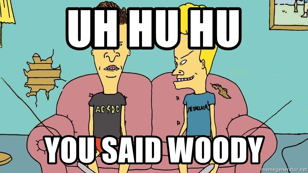 Uh hu hu You said woody - Beavis and Butthead Laughing | Meme Generator