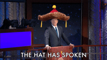 stephen colbert furry hat GIF by The Late Show With Stephen Colbert