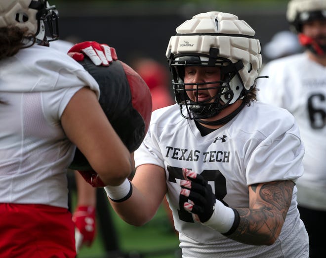 Offensive lineman Cade Briggs, shown in an August practice before last season, has left the team for personal reasons, a Texas Tech athletics spokesman said. Briggs was a backup who got into two games last season.